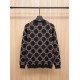 GUCCI グッチ モヘア ウール混紡 モノグラム GG総柄 Vネック カーディガン ニットセーター ブラック×ベージュ 男女兼用