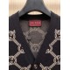 GUCCI グッチ モヘア ウール混紡 モノグラム GG総柄 Vネック カーディガン ニットセーター ブラック×ベージュ 男女兼用