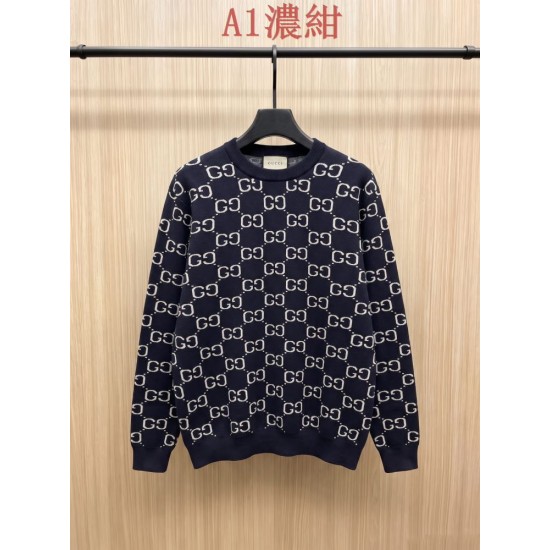GUCCI グッチ GG総柄 モノグラム クルーネック ニットセーター 4色展開 プルオーバー 男女兼用