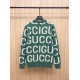 GUCCI グッチ ビッグロゴ ジャカード総柄 クルーネック ニットセーター プルオーバー グリーン×ホワイト 男女兼用