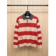 GUCCI グッチ ボーダー ストライプ ポロネック ニットセーター ラガーシャツ レッド×ベージュ 男女兼用