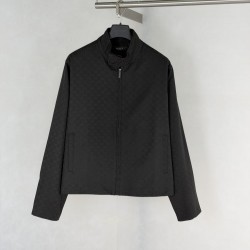 GUCCI グッチ SS26 GG総柄 暗紋ジャカード スタンドカラー ジップアップジャケット ブルゾン ブラック 男女兼用