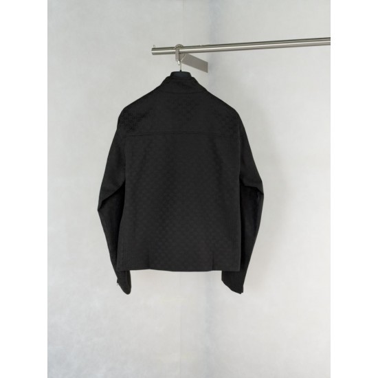 GUCCI グッチ SS26 GG総柄 暗紋ジャカード スタンドカラー ジップアップジャケット ブルゾン ブラック 男女兼用