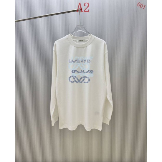 LOEWE ロエベ アナグラム ロゴプリント ロングTシャツ スウェット 長袖 クルーネック 2色展開 男女兼用