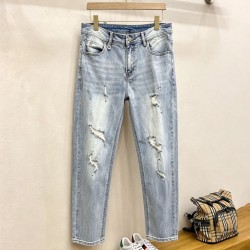 LOUIS VUITTON ルイヴィトン 岡山デニム 13oz ウォッシュド ダメージ デニムパンツ ジーンズ ライトブルー メンズ