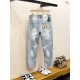 LOUIS VUITTON ルイヴィトン 岡山デニム 13oz ウォッシュド ダメージ デニムパンツ ジーンズ ライトブルー メンズ