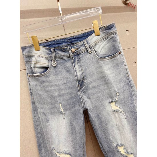LOUIS VUITTON ルイヴィトン 岡山デニム 13oz ウォッシュド ダメージ デニムパンツ ジーンズ ライトブルー メンズ