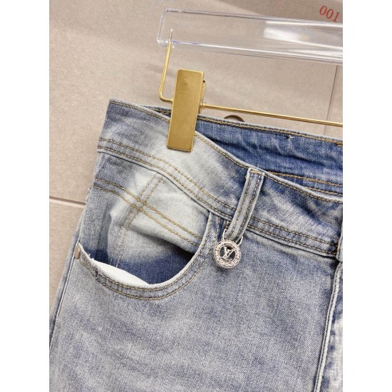 LOUIS VUITTON ルイヴィトン 岡山デニム 13oz ウォッシュド ダメージ デニムパンツ ジーンズ ライトブルー メンズ