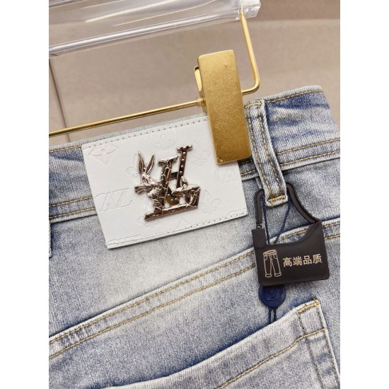 LOUIS VUITTON ルイヴィトン 岡山デニム 13oz ウォッシュド ダメージ デニムパンツ ジーンズ ライトブルー メンズ