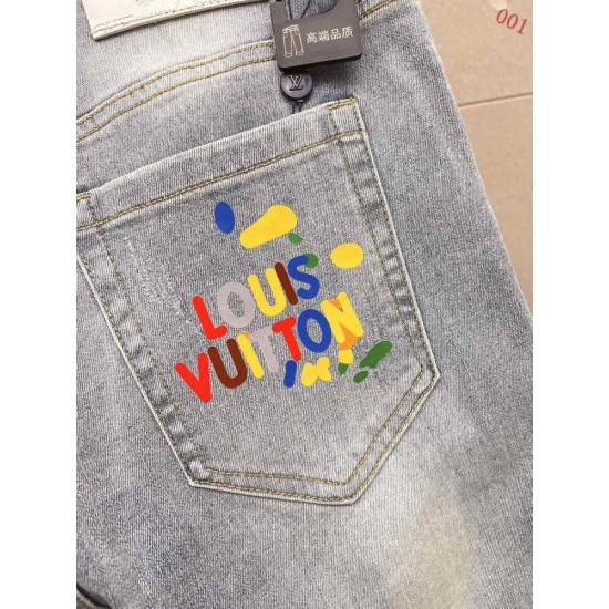 LOUIS VUITTON ルイヴィトン 岡山デニム 13oz ウォッシュド ダメージ デニムパンツ ジーンズ ライトブルー メンズ