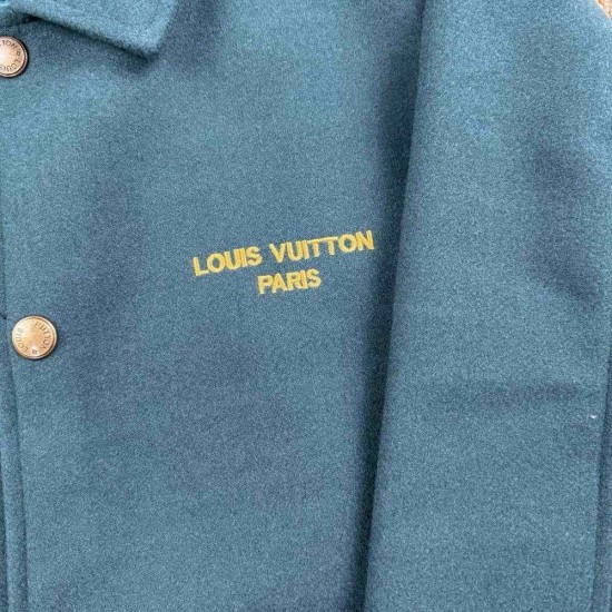 LOUIS VUITTON ルイヴィトン TM1262 ランウェイ 走秀款 ロゴ刺绣 メルトンウール スタジャン ブルゾン グリーン 男女兼用