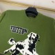 ルイ・ヴィトン 猟犬モチーフ 撞色嵌花 コットン クルーネック 半袖Tシャツ カットソー 緑 メンズ レディース