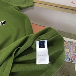 ルイ・ヴィトン 猟犬モチーフ 撞色嵌花 コットン クルーネック 半袖Tシャツ カットソー 緑 メンズ レディース