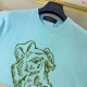 ルイ・ヴィトン タイラー コラボ フォックス・テリア インターシャ ニット半袖Tシャツ 水色 メンズ レディース
