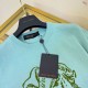 ルイ・ヴィトン タイラー コラボ フォックス・テリア インターシャ ニット半袖Tシャツ 水色 メンズ レディース