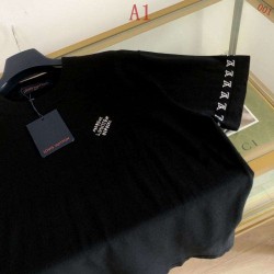 ルイ・ヴィトン 2026SS Marque L.Vuitton ロゴ提花 ニット半袖Tシャツ 黒 白 メンズ レディース