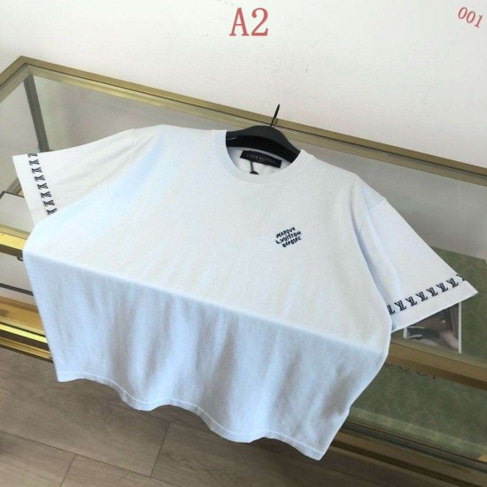 ルイ・ヴィトン 2026SS Marque L.Vuitton ロゴ提花 ニット半袖Tシャツ 黒 白 メンズ レディース
