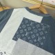 ルイ・ヴィトン 2026SS Monogram 提花切替 ニット半袖Tシャツ ブルー 灰色 メンズ レディース