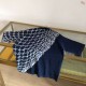 グッチ ジオメトリック格子柄 切替 ニット半袖Tシャツ ネイビー メンズ レディース