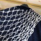 グッチ ジオメトリック格子柄 切替 ニット半袖Tシャツ ネイビー メンズ レディース