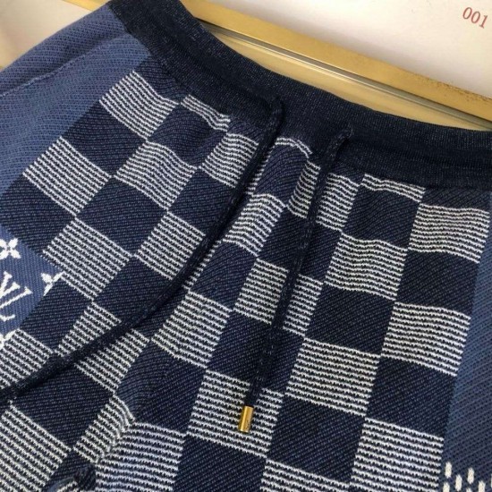 ルイ・ヴィトン 2026AW 嵌花切替 ニットハーフパンツ ショートパンツ ネイビー メンズ レディース