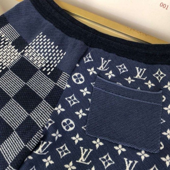 ルイ・ヴィトン 2026AW 嵌花切替 ニットハーフパンツ ショートパンツ ネイビー メンズ レディース