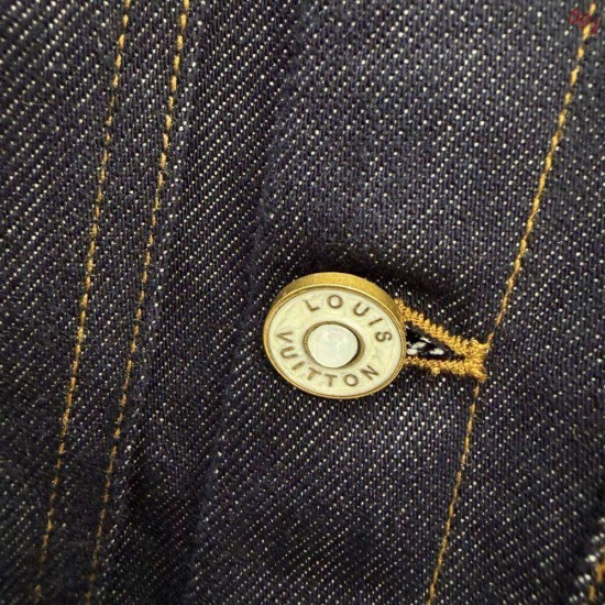 ルイ・ヴィトン Monogram 糸刺繍 デニムシャツジャケット カバーオール インディゴ メンズ レディース