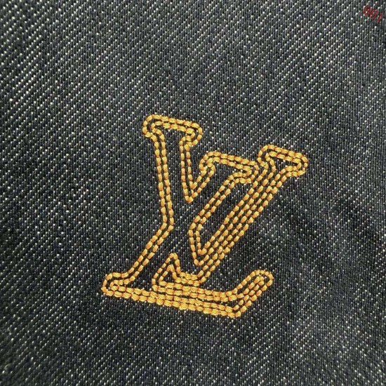 ルイ・ヴィトン Monogram 糸刺繍 デニムシャツジャケット カバーオール インディゴ メンズ レディース