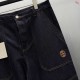 ルイ・ヴィトン Monogram 糸刺繍 ワークスタイル デニムパンツ ジーンズ インディゴ メンズ レディース