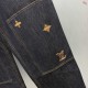 ルイ・ヴィトン Monogram 糸刺繍 ワークスタイル デニムパンツ ジーンズ インディゴ メンズ レディース