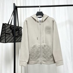 ルイ・ヴィトン Monogram エンボス加工 ジップアップフーディー パーカー ベージュ メンズ レディース