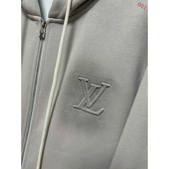 ルイ・ヴィトン Monogram エンボス加工 ジップアップフーディー パーカー ベージュ メンズ レディース