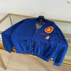 ルイ・ヴィトン 草間彌生コラボ モノグラム フェイス ニットカーディガン 青 メンズ レディース