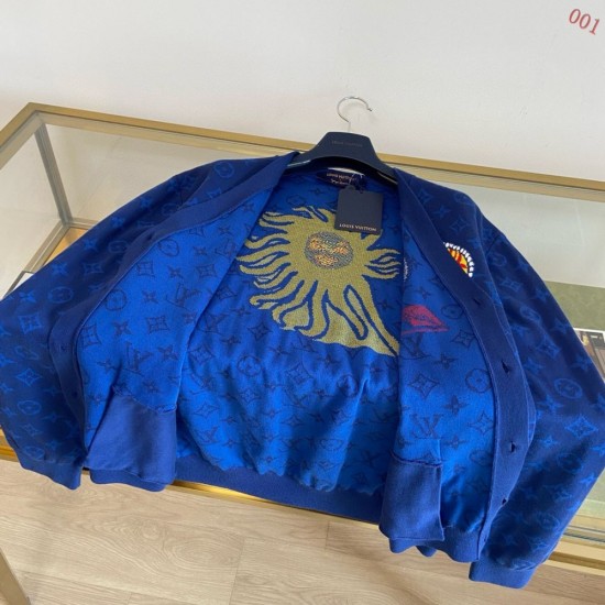 ルイ・ヴィトン 草間彌生コラボ モノグラム フェイス ニットカーディガン 青 メンズ レディース