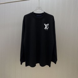 ルイ・ヴィトン ドリップペイント ロゴ ロングスリーブTシャツ ロンT 黒 白 メンズ レディース