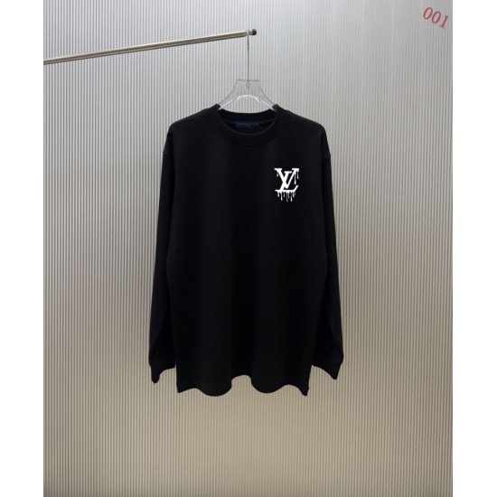 ルイ・ヴィトン ドリップペイント ロゴ ロングスリーブTシャツ ロンT 黒 白 メンズ レディース