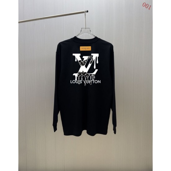 ルイ・ヴィトン ドリップペイント ロゴ ロングスリーブTシャツ ロンT 黒 白 メンズ レディース