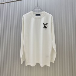 ルイ・ヴィトン ドリップペイント ロゴ ロングスリーブTシャツ ロンT 米白 黒 メンズ レディース