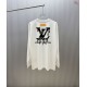 ルイ・ヴィトン ドリップペイント ロゴ ロングスリーブTシャツ ロンT 米白 黒 メンズ レディース