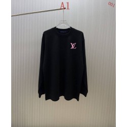 ルイ・ヴィトン ピンクモノグラム ロゴ ロングスリーブTシャツ ロンT 米白 黒 メンズ レディース