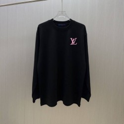 ルイ・ヴィトン ピンクモノグラム ロゴ ロングスリーブTシャツ ロンT 米白 黒 メンズ レディース