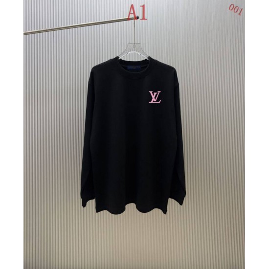 ルイ・ヴィトン ピンクモノグラム ロゴ ロングスリーブTシャツ ロンT 米白 黒 メンズ レディース