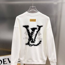 ルイ・ヴィトン 2026AW 立体発泡プリント クルーネック長袖スウェット ロンT 黒 白 メンズ レディース