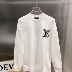 ルイ・ヴィトン 2026AW 立体発泡プリント クルーネック長袖スウェット ロンT 黒 白 メンズ レディース