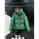 モンクレール メンズ/レディース コントラストライニング バイカラー フード付き シャイニーラッカーナイロン ダウンジャケット 男女兼用