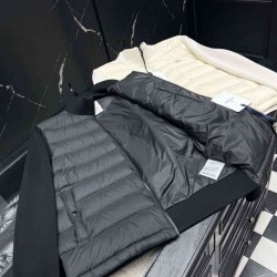 モンクレール メンズ/レディース ニット切替 スタンドカラー ジップアップ ダウンカーディガン 男女兼用