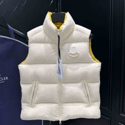 モンクレール メンズ/レディース ビッグロゴ コントラストライニング シャイニーラッカーナイロン スタンドカラー ダウンベスト ジレ 男女兼用
