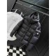 モンクレール メンズ/レディース スクエアキルティング 袖ポケット フード脱着 ショート ダウンジャケット ブラック 男女兼用