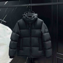 ルイ・ヴィトン メンズ/レディース モノグラム/ダミエ 切替 フード付き パファー ショート ダウンジャケット 男女兼用