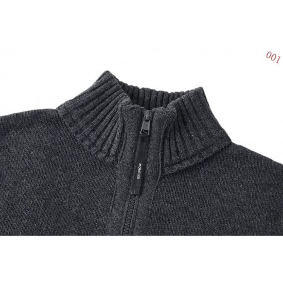 モンクレール 2026FW スタンドカラー 刺繍ロゴ ジップアップ ニットジャケット グレー メンズ レディース